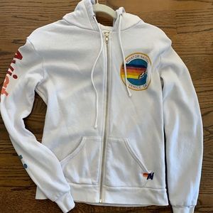 Aviator Nation white zip hoodie size small